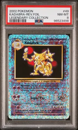 2002 Pokemon Legendary Collection Kadabra Reverse Holo 49/110 PSA 8 WOTC NM - Image 1