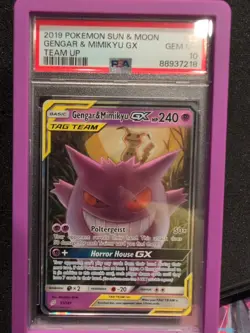 2019 POKEMON SUN & MOON TEAM UP #53 GENGAR & MIMIKYU GX PSA 10 - Image 2