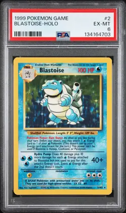 1999 POKEMON BASE SET UNLIMITED #2 BLASTOISE-HOLO PSA 6 - Image 1