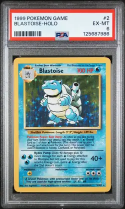 1999 POKEMON BASE SET UNLIMITED #2 BLASTOISE-HOLO PSA 6 - Image 1