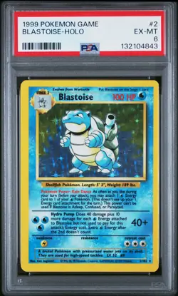 1999 POKEMON BASE SET UNLIMITED #2 BLASTOISE-HOLO PSA 6 - Image 1