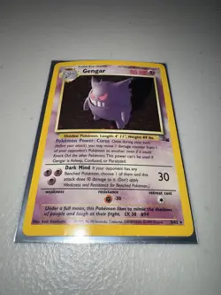 GENGAR Holo Rare Fossil Unlimited Pokemon Trading Card HP Played 5/62 - Image 2