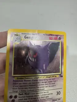 GENGAR Holo Rare Fossil Unlimited Pokemon Trading Card HP Played 5/62 - Image 3