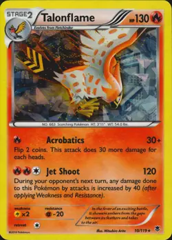 Talonflame 10/119 (Phantom Forces) Cracked-Ice Holo Deck Excl Pokemon Card NM - Image 1
