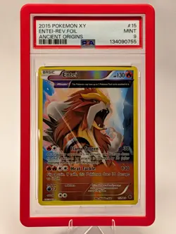 2015 Pokemon XY Ancient Origins Entei 15/98 Reverse Holo Rare Card PSA 9 POP 50 - Image 1
