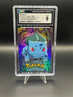 Bulbasaur Topps Pokemon the First Movie Rainbow Foil CGC 9 Blue Logo First Print - Image 1