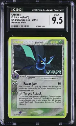 CGC 9.5 MINT+ Crobat δ EX Delta Species 2/113 Reverse Holo Stamped Pokemon Card - Image 1