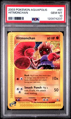 2003 POKEMON AQUAPOLIS #81 HITMONCHAN PSA 10 - Image 1