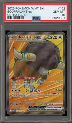 Pokemon Bouffalant ex White Flare Ultra Rare #162 PSA 10 Gem Mint - Image 1