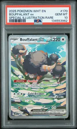 2025 POKEMON WHT EN-WHITE FLARE SPECIAL ILLUSTRATION RARE BOUFFALANT EX PSA 10 - Image 1