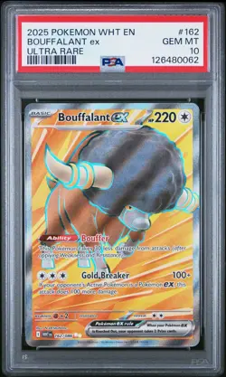 2025 POKEMON WHT EN-WHITE FLARE ULTRA RARE #162 BOUFFALANT EX PSA 10 - Image 1