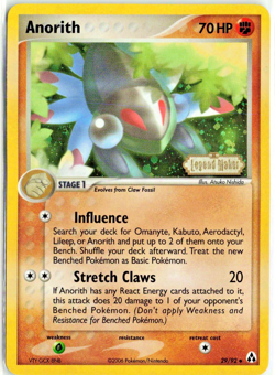 Anorith 29/92 Ex Legend Maker Reverse Holo Pokemon Card Stamped LP - Image 1