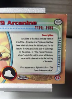 2000 Topps Chrome Pokemon Arcanine Spectra #59 (Damaged) !!Read Description!! - Image 5