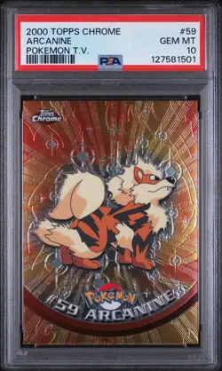 2000 TOPPS CHROME POKEMON T.V. #59 ARCANINE PSA 10 - Image 1