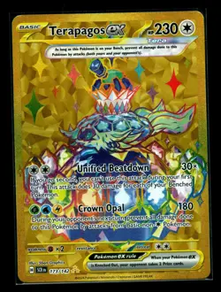 Terapagos ex 173/142 Sv07: Stellar Crown Gold Hyper Rare Holo Pokemon TCG Card - Image 1
