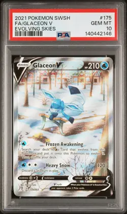 2021 POKEMON SWORD & SHIELD EVOLVING SKIES #175 FULL ART/GLACEON V PSA 10 - Image 1