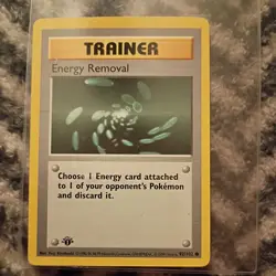Energy Removal 92/102 1st Edition Shadowless Base Set Pokemon Card WOTC 1999 NM - Image 1