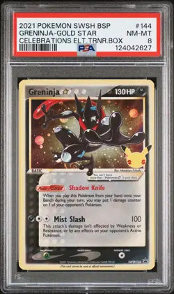 2021 POKEMON SWSH BLACK STAR PROMO #144 GRENINJA-GOLD STAR PSA 8 - Image 1