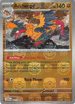 Archeops 051/086 Rare White Flare Pokemon Masterball Reverse Holo NM - Image 1