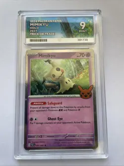 Pokemon Mimikyu Trick or Trade Stamped 2024 037/091 Paldean Fates ACE 9 Mint - Image 1