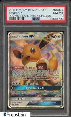 2019 Pokemon SM Black Star Promo Flareon Gx SM174 Eevee Gx PSA 8 NM-MT - Image 1