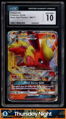 2019 POKEMON SM BLACK STAR PROMOS #SM171 FLAREON GX CGC 10 - Image 1