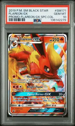 POKEMON BLACK STAR PROMO FLAREON GX #SM171 HOLO FOIL PSA 10 GEM MINT Very LowPop - Image 1