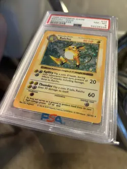 1999 Pokemon Raichu Shadowless Holo Base Set 14/102 PSA 8 - Image 4
