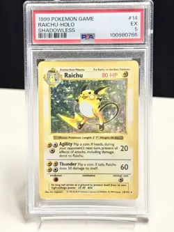 Pokemon Raichu Holo 14/102 - Shadowless Base Set PSA 5 !! - Image 1