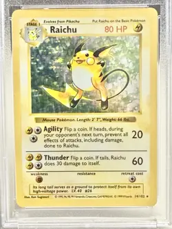 Pokemon Raichu Holo 14/102 - Shadowless Base Set PSA 5 !! - Image 2