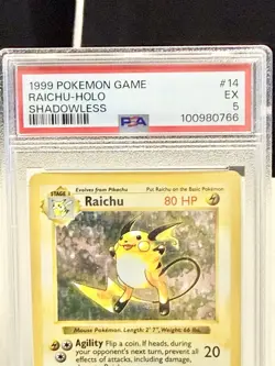 Pokemon Raichu Holo 14/102 - Shadowless Base Set PSA 5 !! - Image 3