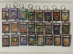 Pokemon TCG PSA Card Acrylic Mini Keychain Lot Of 24 CUSTOM - Pikachu Charizard - Image 1