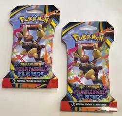 Pokemon Mega Evolution Phantasmal Flames Sleeve Booster 2 Packs Mega Lopunny - Image 1