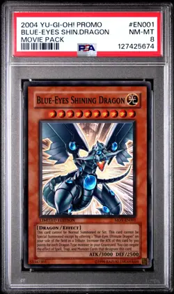 Yu-Gi-Oh BLUE-EYES SHINING DRAGON MOV-EN001 HOLO PSA 8 | Movie Pack | 2004 - Image 1