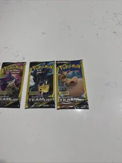Pokemon Sun and Moon Team Up 3 Card Mini Booster Packs Complete Art Set Lot of 4 - Image 2
