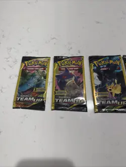 Pokemon Sun and Moon Team Up 3 Card Mini Booster Packs Complete Art Set Lot of 4 - Image 3