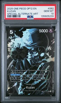 2025 ONE PIECE OP12-LEGACY OF THE MASTER SPECIAL ALTERNATE ART #082 KUZAN PSA 10 - Image 1