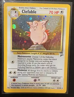 Clefable 5/130 Base Set 2 Holo Rare Pokemon Card With SWIRL - Image 1