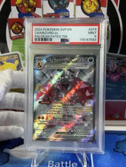 2024 Paldean Fates Tin Promo Charizard EX # 74 PSA 9 Pokemon Cards TCG - Image 1