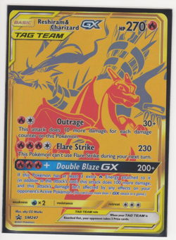 Pokemon TCG- Reshiram & Charizard GX SM247 Sun and Moon Black Star Promo Card - Image 1