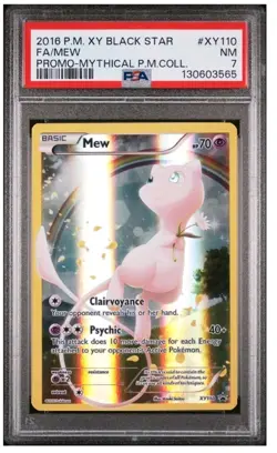 Pokemon Mew Mythical Pokemon Collection Black Star Full Art Promo XY110 PSA 7 - Image 1