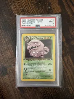 2000 Pokemon Team Rocket 1st Edition #14/82 Dark Weezing Holo PSA 9 MINT - Image 1