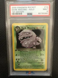 2000 Pokemon Team Rocket 1st Edition #14/82 Dark Weezing Holo PSA 9 MINT - Image 1