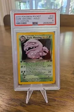 2000 Pokemon First Edition Holo Dark Weezing Team Rocket #14/82 PSA 9 Mint - Image 1