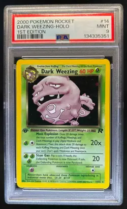 2000 Pokemon Team Rocket First Edition Dark Weezing Holo #14/82 PSA 9 - Image 1