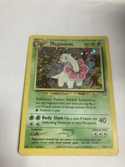 Pokemon TCG Meganium Neo Genesis Unlimited 10/111 Holo Rare MP w/Holo Swirl - Image 3