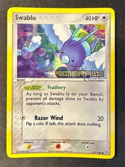 Swablu 67/106 2005 EX Emerald Pokemon Card Reverse Holo Common Stamped - Lp - Image 1