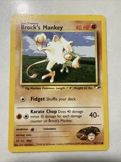 Pokemon TCG Gym Heroes Brock's Mankey Card #67 Near Mint! - Image 1