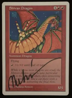 Magic The Gathering MTG SHIVAN DRAGON Promo Oversized Signed Melissa Benson 6x9! - Image 1