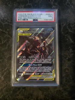 Pokemon TCG Umbreon and Darkrai GX Tag Team Black Star Promo SM241 PSA 9 Mint - Image 1